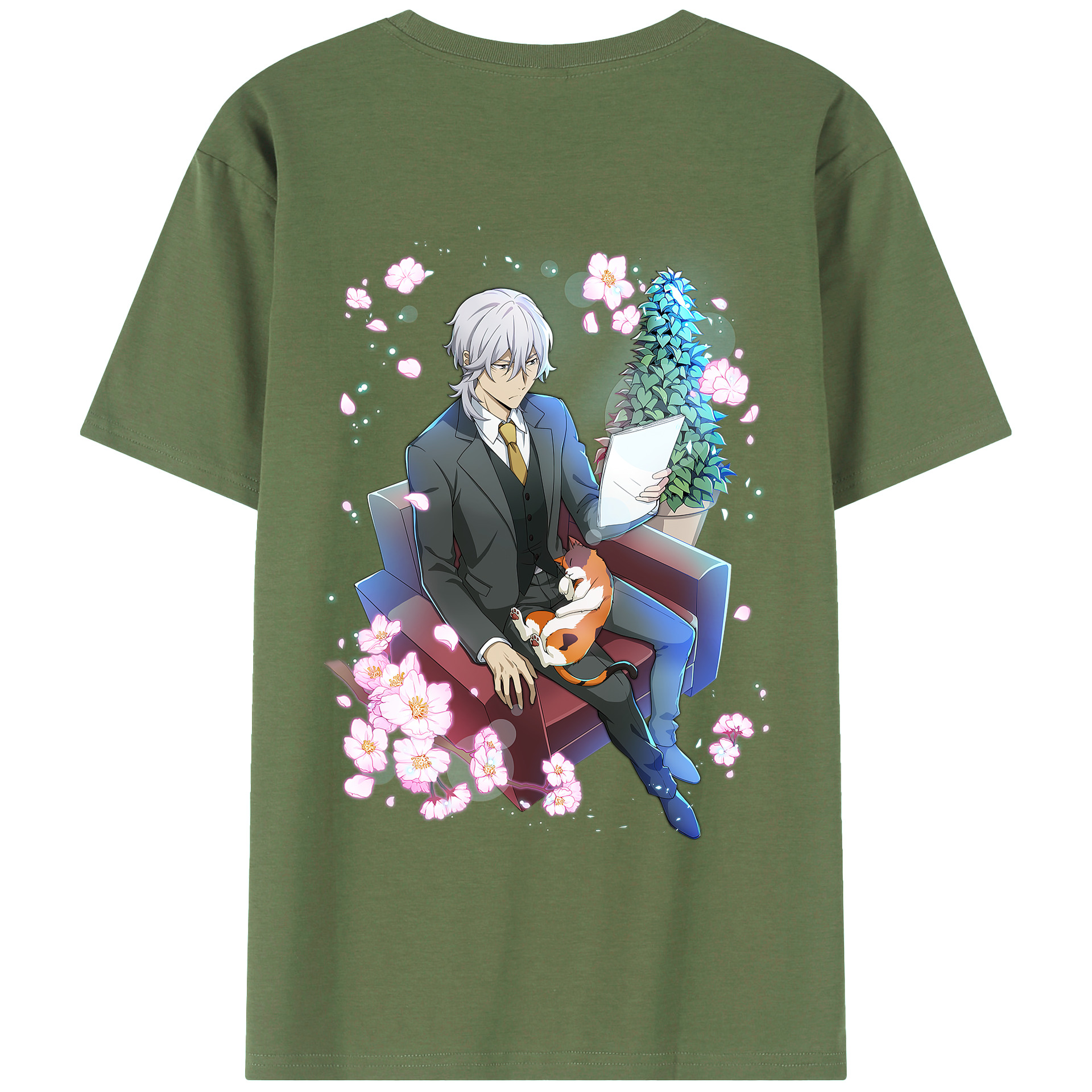 （画像用） 文豪ストレイドッグス Bungo Stray Dogs 綿100％ メンズ半袖Tシャツ（バックプリント） 通気性